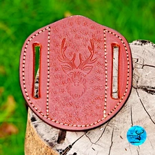 hand engraved genuine leather knife sheath pancake pocket knife holster EDC 2766