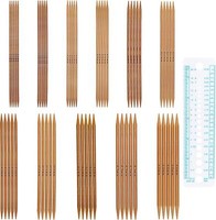 Bambus Stricknadeln Set 13Cm, Nadellehre, Gerade Nadelspiel 55Tlg 2,0-5,0Mm