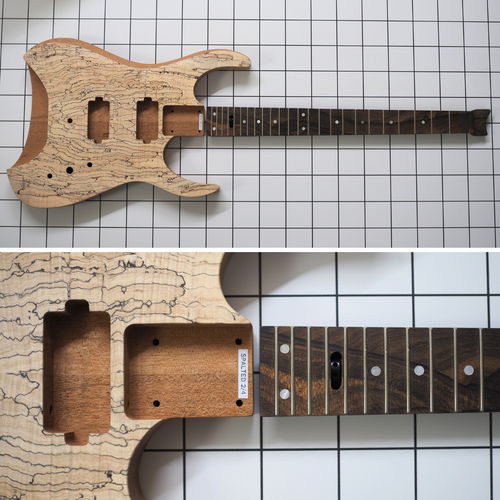 Halo Merus 6 String Headless DIY Guitar Kit Mahogany Body Spalted Maple Cap - Picture 2 of 12