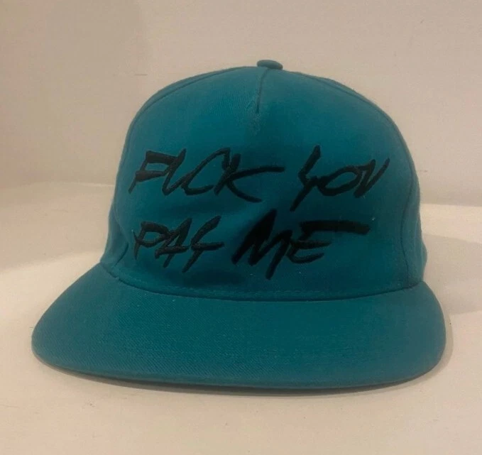 SS11 Supreme x Futura 5 panel Rare Cap F UCK YOU PAY ME hat Vintage 2011 Teal