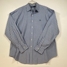 Blue Striped Long Sleeve Button Up Cotton Casual Shirt XL Polo by Ralph Lauren