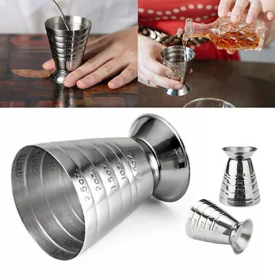 Stainless Steel Measure Cup Jigger Shot Drink Spirit Mixed Cocktail Beaker