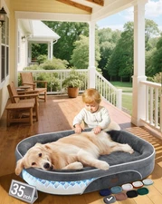 Ohgeni Orthopedic Dog Couch Pet Sofa Large Sized Cat Beds with Comfort Foam Supp