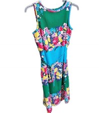 Talbots Floral Dress Size 8 New With Tags Midi Sheath/Pencil Green Blue Woven