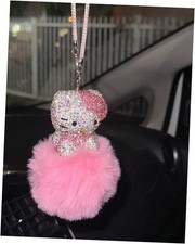 Ultra Bling Luxury Kitty Rearview Decor Car  Pink