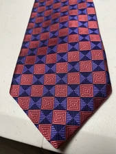 ROBERT TALBOTT Best of Class Men's 100% Silk Necktie Designer Geometric Red