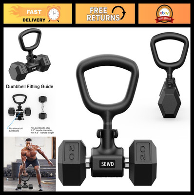 Adjustable Kettlebell Handle - Convert Dumbbells to Kettlebell, 220LB Capacity,