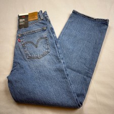 Levis Premium Ribcage Straight Ankle Jeans 25x27 Blue High Rise Button Fly NWT