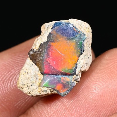 Äthiopischer Opal Black Fire Rohstein, Natur Opal Roher Edelstein 9 CT