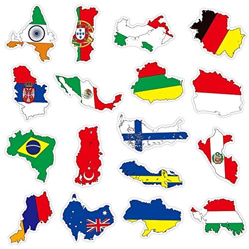 50 Pcs National Flag Stickers| Country Flag in Map Pattern National Flags - Photo 5 sur 7