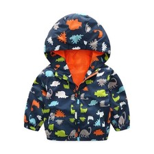 Boys' Hooded Dinosaur Jacket Windbreaker Outerwear 5-6T