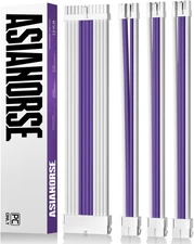 AsiaHorse 18AWG PSU Cable Extension Sleeved Custom Mod GPU PC Snow-Purple 