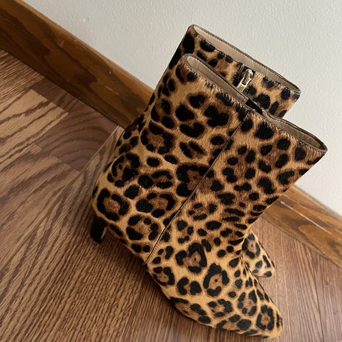 Ann Taylor Women 8.5M Animal Print Haircalf Leather Skinny Heel Bootie NWOB - Picture 2 of 13