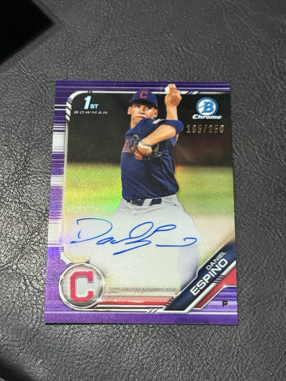 Daniel Espino 2019 Bowman Chrome Purple Refractor Auto Autograph #105/250