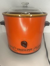 Rival Crock-Pot Slow Cooker Orange Stoneware Electric Temperature Control