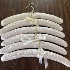 Set of 6 Satin Padded Clothes Hangers Lingerie Gold Chrome Hangers 15.5"