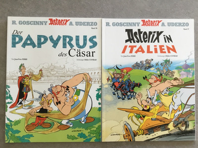 Asterix Band 36 & 37 Der Papyrus des Cäsar Asterix in Italien Softcover