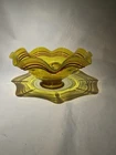 MID - CENTURY BLENKO THREADED LEMON ART GLASS BOWL