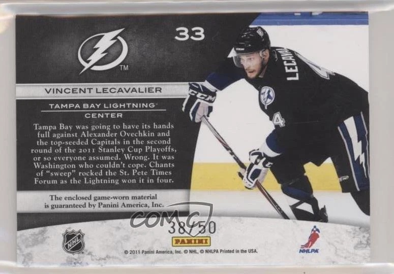 2011-12 Limited Jumbo Materials Prime /50 Vincent Lecavalier #33 - Image 2 of 2