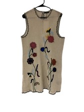 Zara ZW Womens Mini Dress L Multicolor Ivory Crochet Embroidered 7521/243 NWT