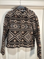 Chico's Design Jacket Women 2 Brown Southwest Aztec Tribal Boho Heritage Y2K