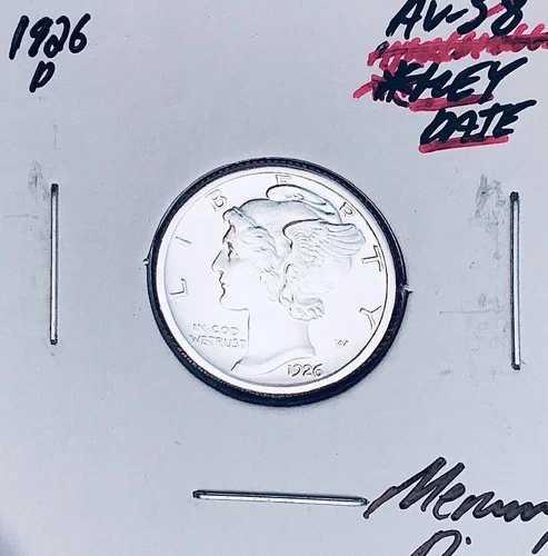 1926-D Denver Mint Mercury Dime, Superb Gem AU+++, RARE This Nice!