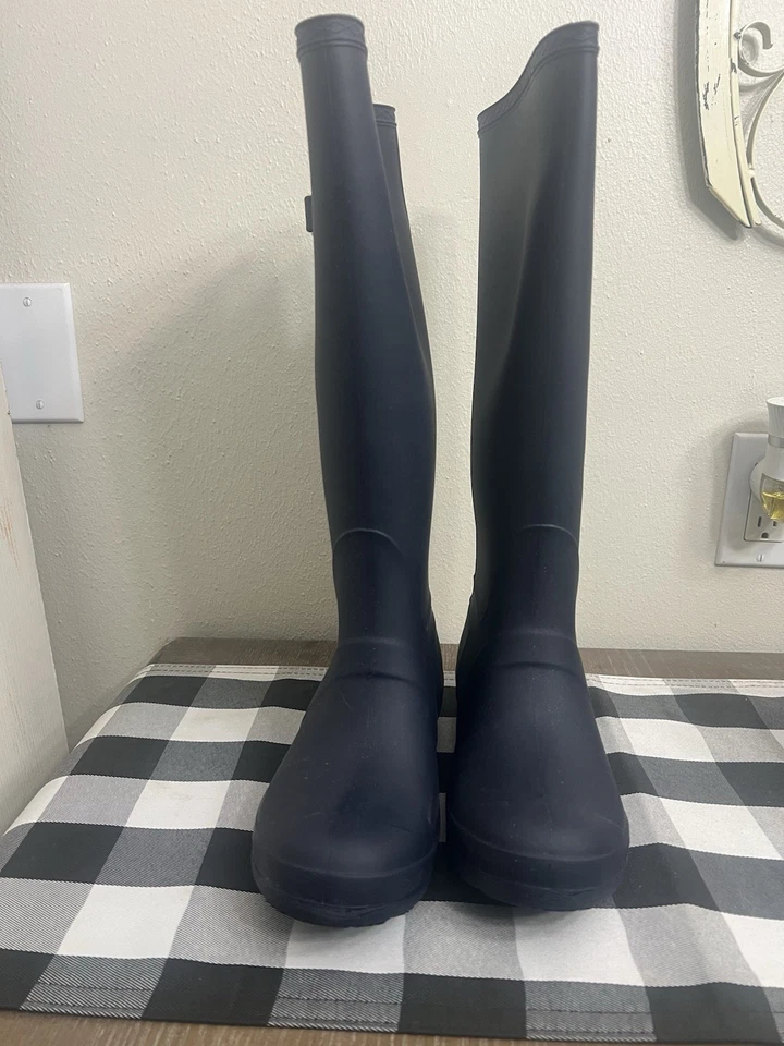 Forever Mujer Azul Marino Botas de Lluvia Alta 15.5” Talla 8 1/2 Valentina-02 Foto 3 de 4