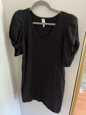 Anthropologie Amadi Black Cotton Puff Sleeve Mini Dress - M