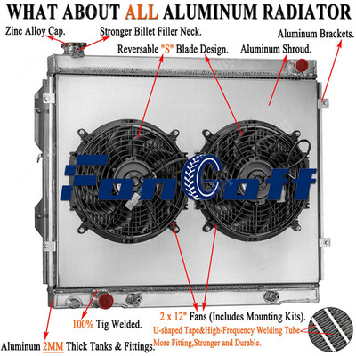 Aluminum 3-Rows Radiator+Shroud Fan Fit 2000-2006 Toyota Tundra SR5 3.4 4.0L V6