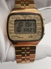 Seiko A708-5000, World Time Gold-Tone Vintage Digital LCD Watch, 38mm, Running