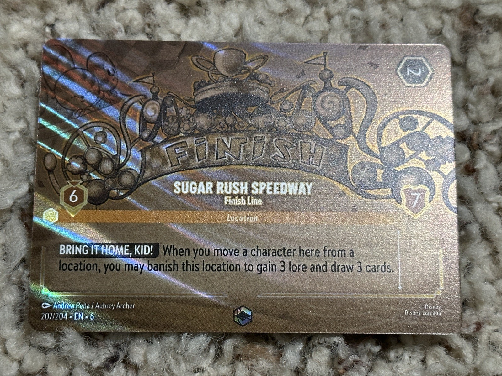 Disney Lorcana Enchanted Sugar Rush Speedway Finish Line Azurite Sea 207/204 NM