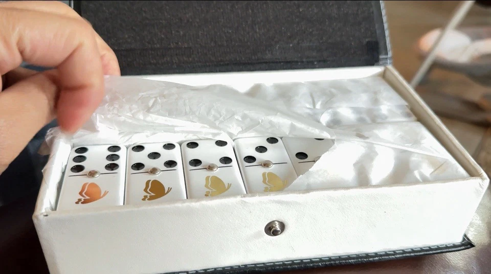 Domino Double Six 6 Blue Jumbo Tournament Spinning Game Set - Image 2 of 4