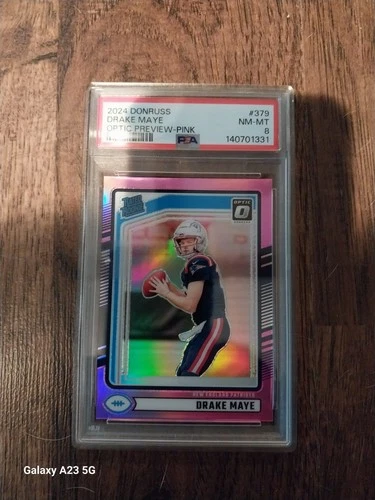 DRAKE MAYE - 2024 DONRUSS OPTIC PREVIEW PINK RATED ROOKIE RC #379 PSA 8
