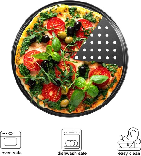 Pizza Steel Pan for Oven, Crisper with Holes 12 Inch, 1 Pcs, Black - Bild 5 von 8