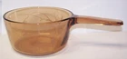RARE HTF  * IRIS * Pyrex Vision Corning Ware AMBER Glass 1.5 L/QT Sauce Pan Pot