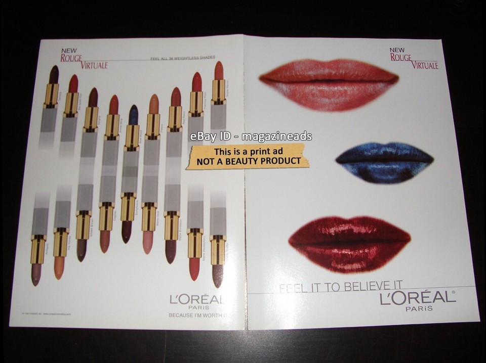 vintage L'OREAL Cosmetics 4-Page PRINT AD 1999 BEAUTIFUL GIRL Laettia ...