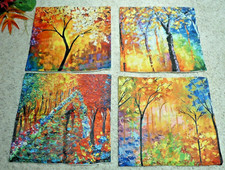 NEW Set 4 Pillow Covers Colorful Linen/Polyester Fabric 17x17 Brighten a Room