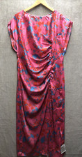 ASOS Design Maxi Dress Size 12 Pink Blue Oriental Pattern Buttons NWT