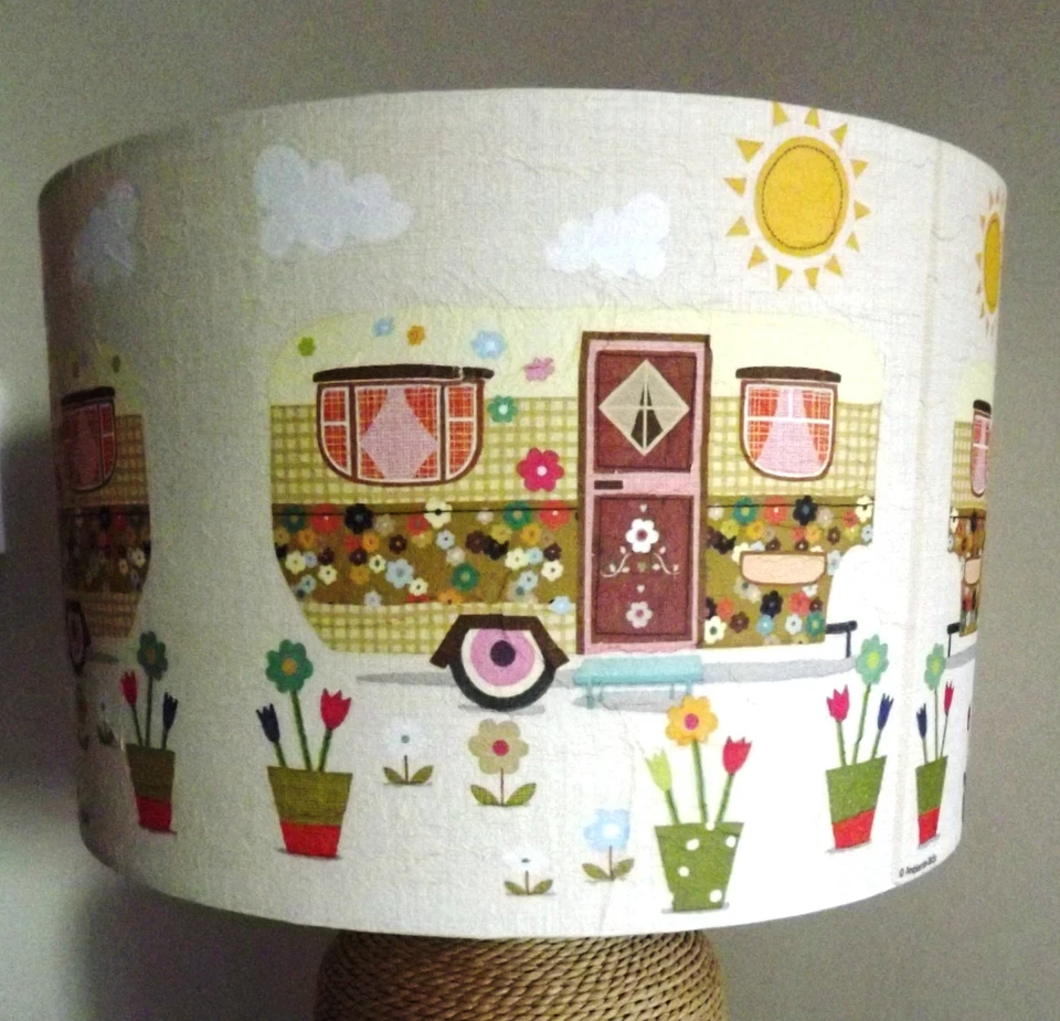 Retro Lampenschirm Shabby Chic Wohnwagen Hippie Festival Blumen Vintage Kostenloses Geschenk - Bild 4 von 4