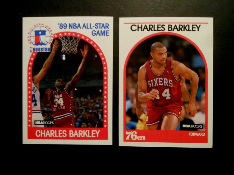 2 1989 HOOPS BASKETBALL CARDS #96 and #110 CHARLES BARKLEY SIXERS  HALL OF FAMER