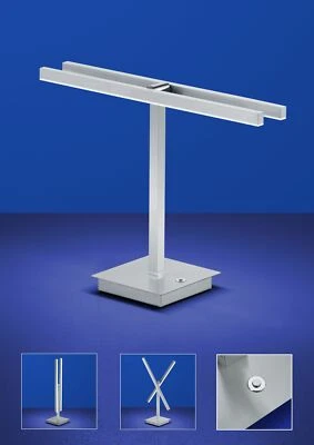 LED Tischleuchte Nickel Matt Chrom 1200 Lumen 49cm Tastdimmer 12W - Bild 1 von 2