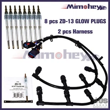8pcs Motorcraft ZD-13 glow plugs & 2pcs Harness For Ford F250 6.0L Powerstroke