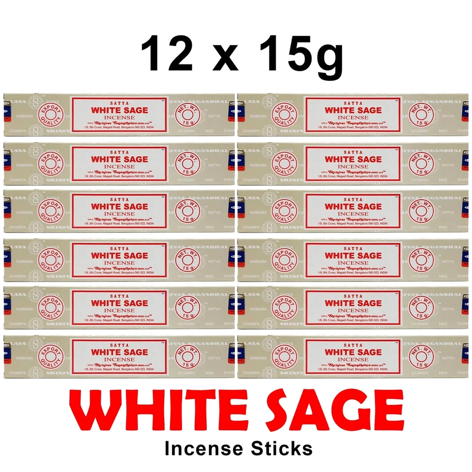 SATYA WHITE SAGE INCENSE Sticks NAG CHAMPA Sai Baba Meditation Aroma Fragrance