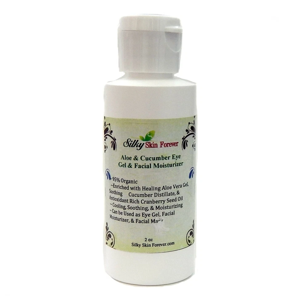 SILKY SKIN FOREVER Aloe Cucumber Cranberry Soothing Eye Gel Anti Wrinkle Puffy Eyes 95% Organic 2oz