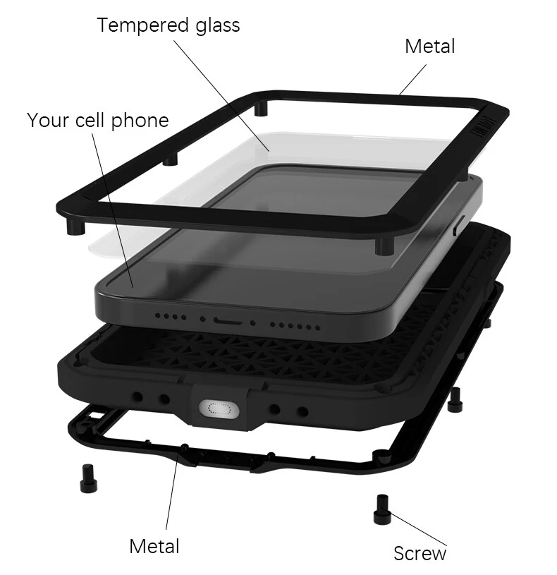 LOVE MEI Shockproof Metal Armor Case Cover For iPhone 16 17 Pro Max 12 13 14 15 - Image 2 of 4