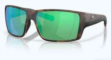 COSTA DEL MAR REEFTON PRO Matte Tortoise w POLARIZED Green GLASS 580G Lens Suns