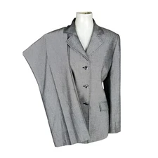 COLLECTIONS FOR LE SUIT 2PC Gray Polyester Lined Pant (Size 10) Suit (Size 12)
