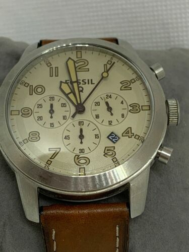 Fossil NDW1 Chronograph Smartwatch Gen 1 Brown Leather Band C227 