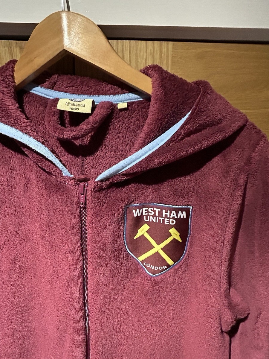 WEST HAM (WHU) Men's Fleece All In One, Hooded Size Small UK