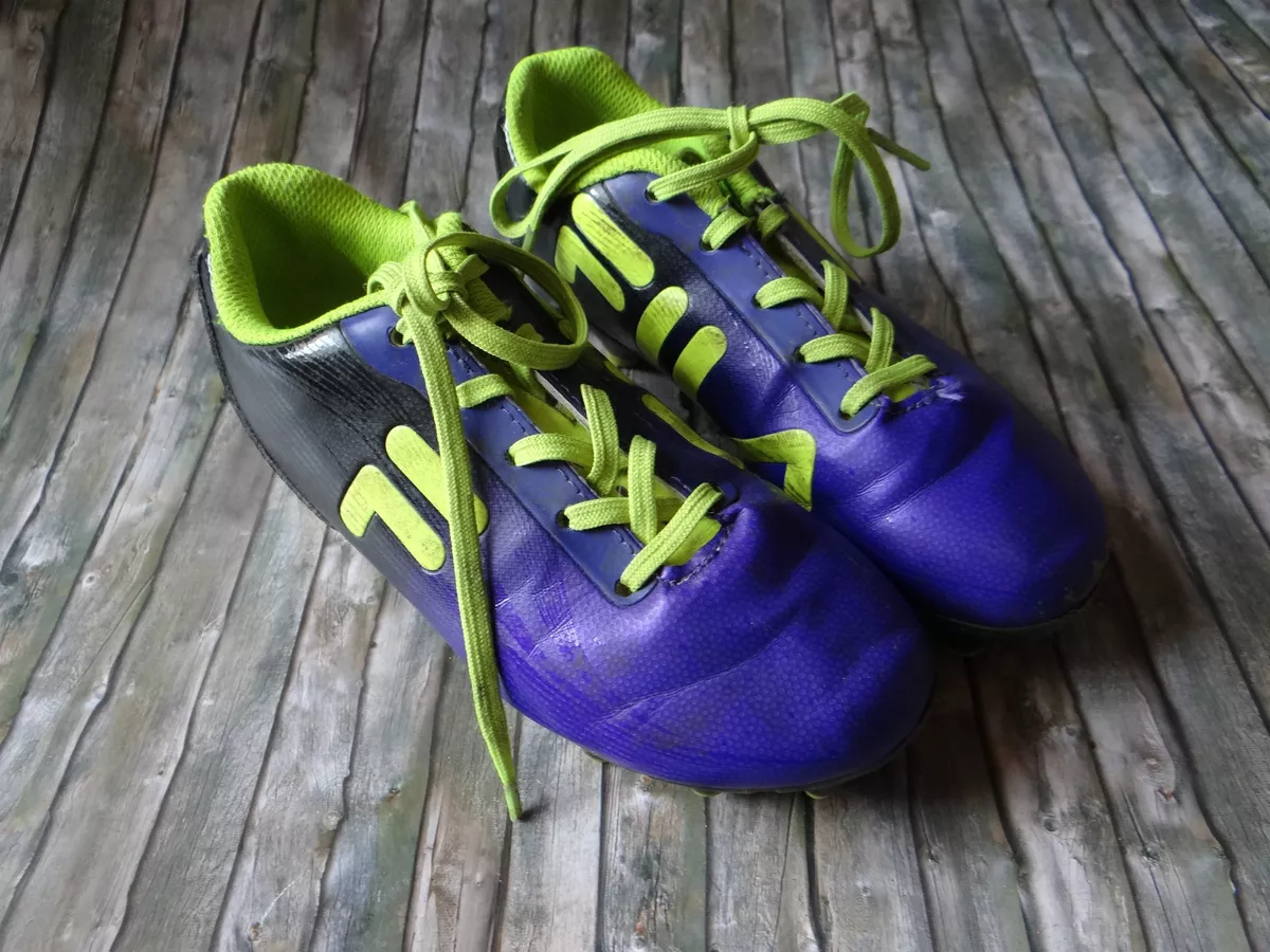 FILA football shoes sneakers lawn shoes purple neon green size 29 30